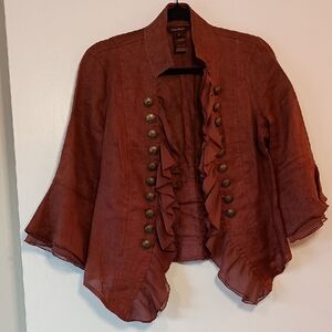 Multiples Rust Ruffled Blazer